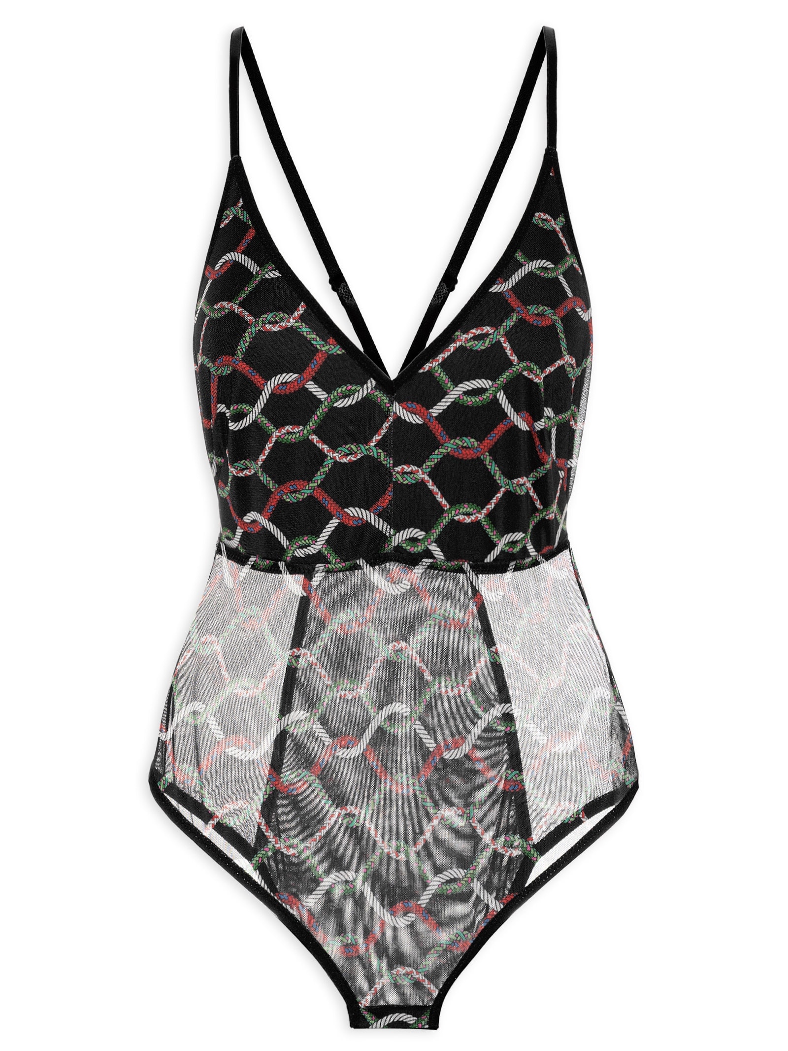 Body Tule Corda Escura Preto Osklen