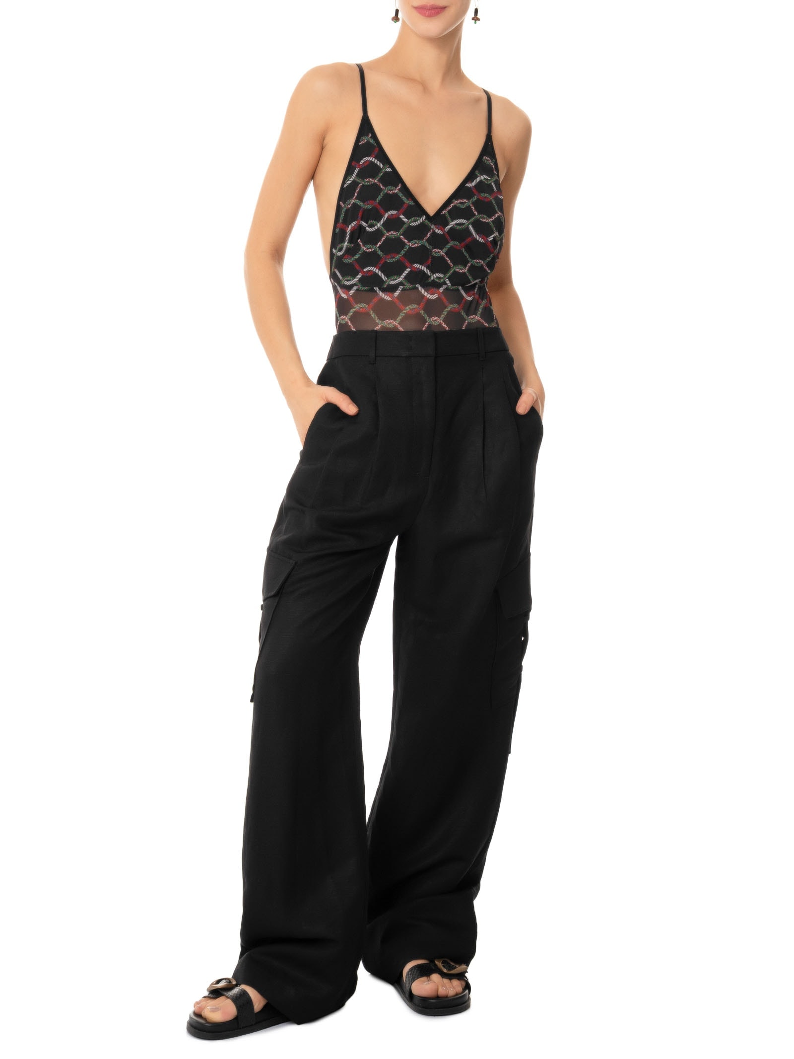 Body Tule Corda Escura Preto Osklen