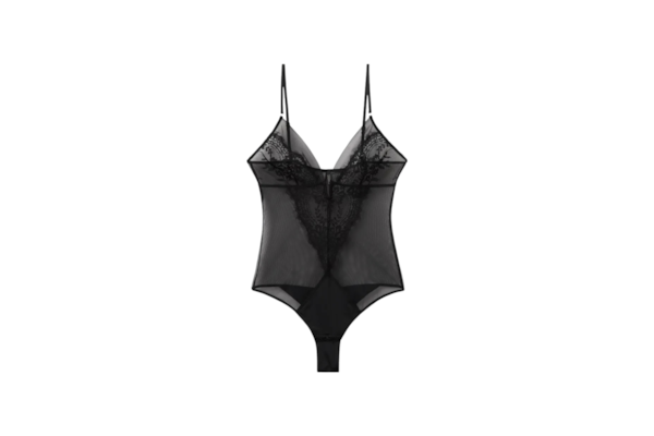 Body Tule e Renda Sheer Glamour - Preto