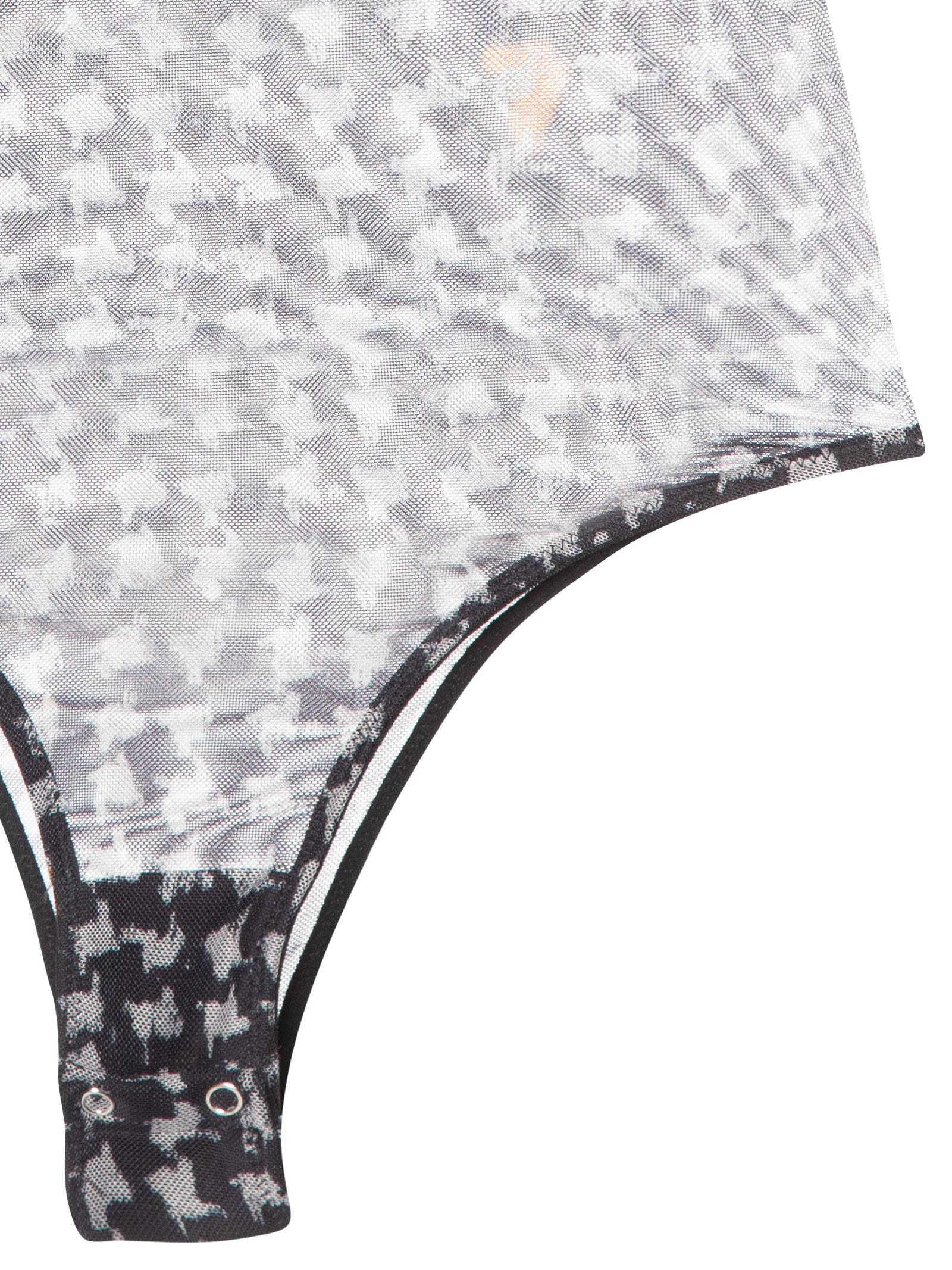 Body Tule Est Pied De Poule Preto Animale