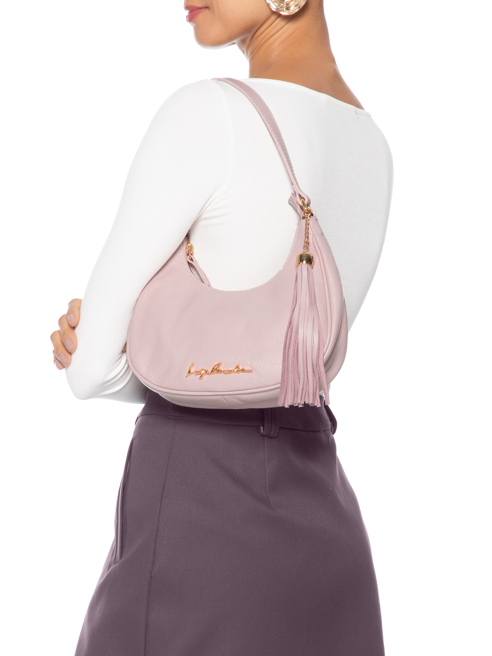 Bolsa Baguete Feminina Meia Lua Rosa Luiza Barcelos