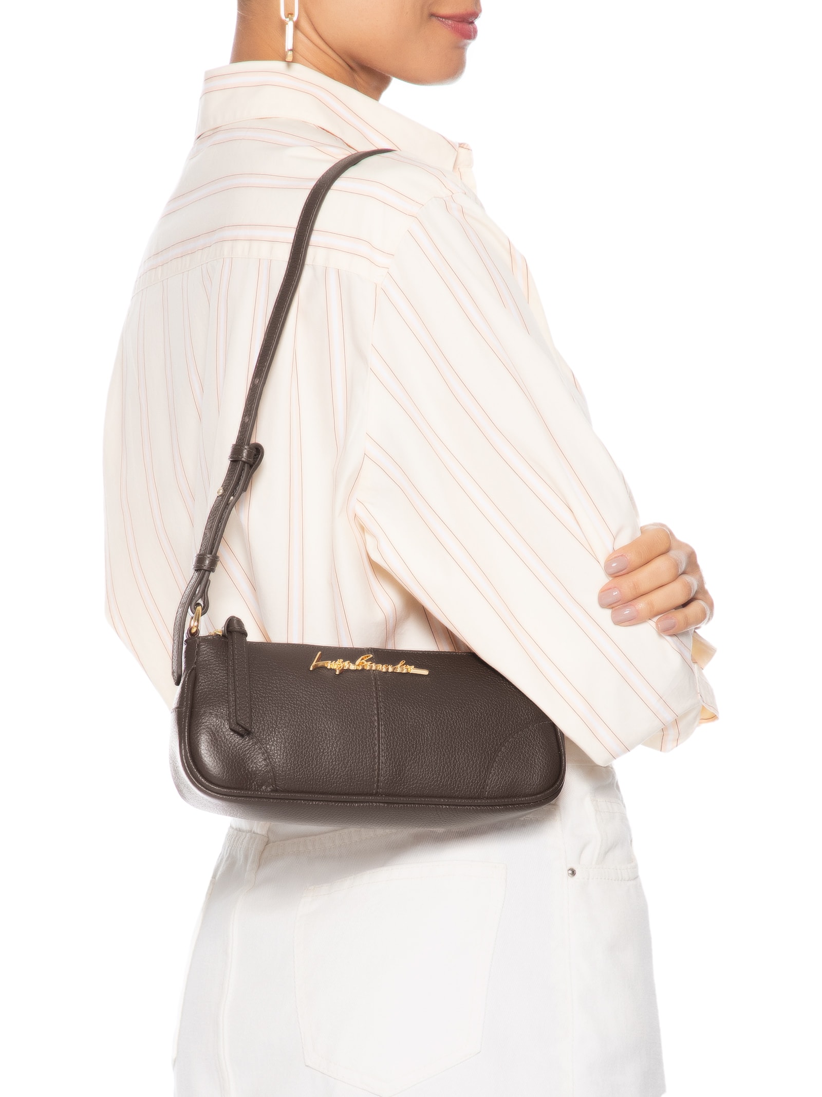 Bolsa Baguete Feminina Pequena Marrom Luiza Barcelos