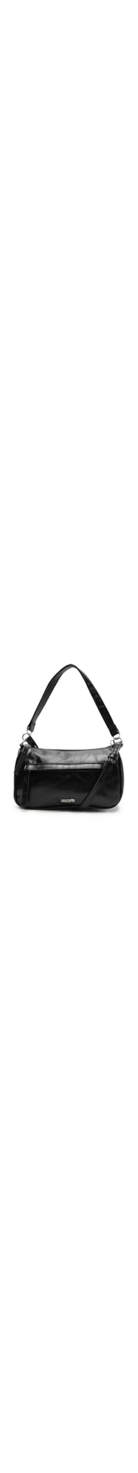 Bolsa Crossbody Preta Média Verniz Wet - Preto
