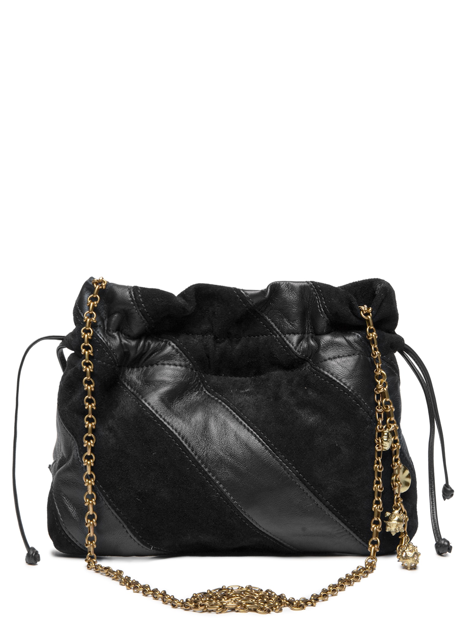 Bolsa De Couro Sac Mix Listras Preto Animale