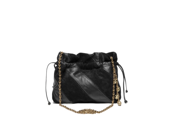 Bolsa De Couro Sac Mix Listras - Preto