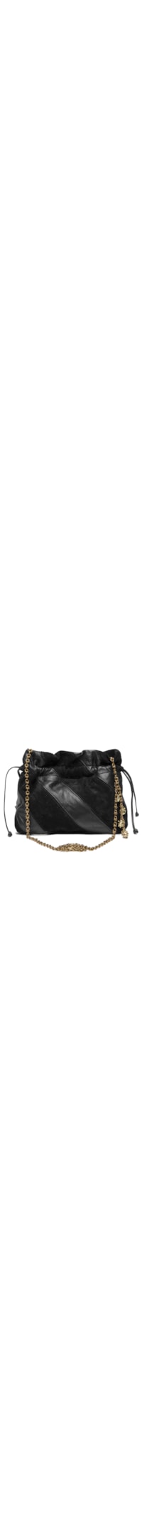 Bolsa De Couro Sac Mix Listras - Preto