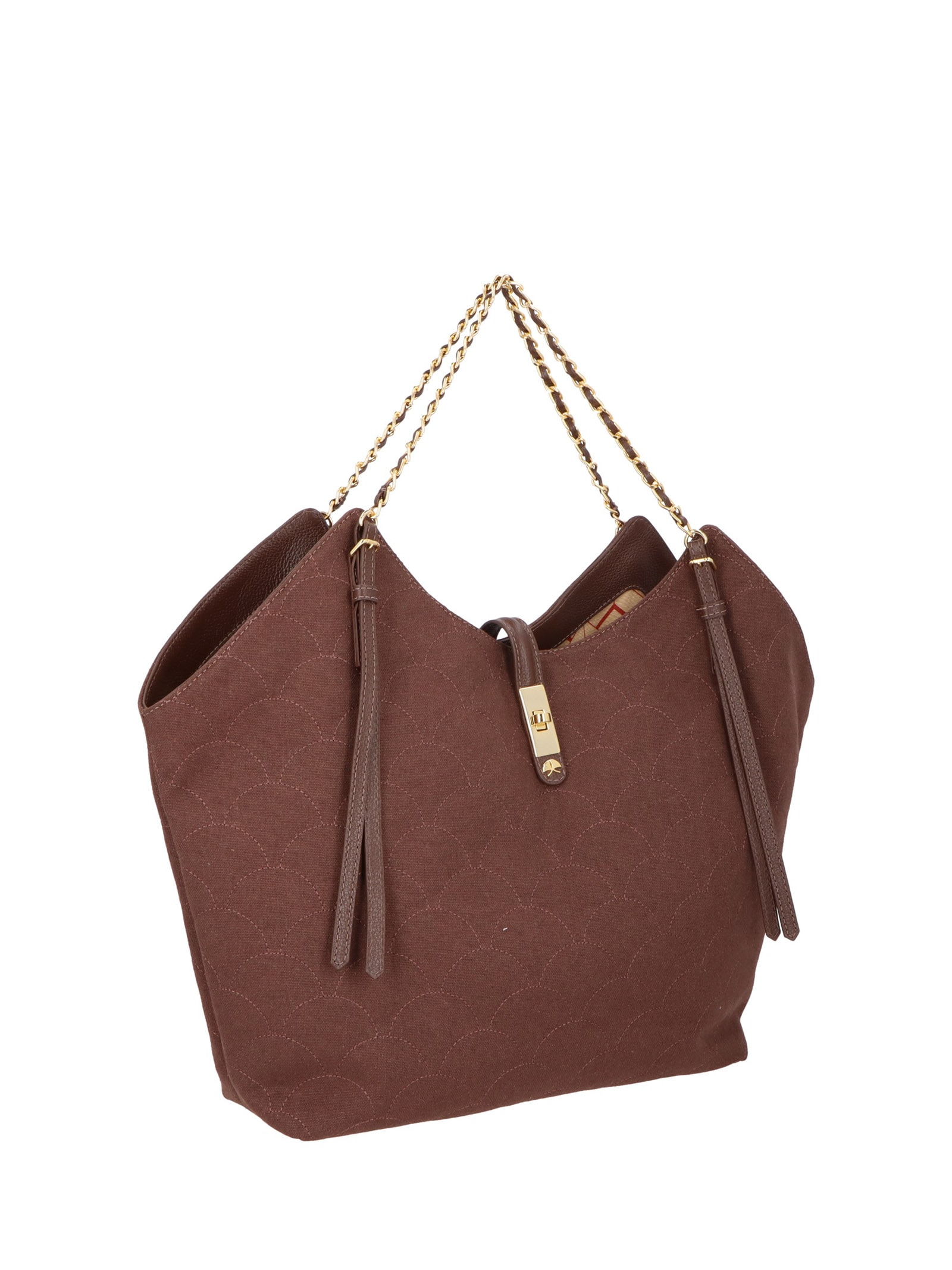 Bolsa De Ombro Feminina Lona Cargo Dubl Viena Marrom Luiza Barcelos