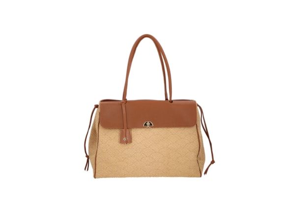 Bolsa De Ombro Feminina Palha Creta Viena - Bege