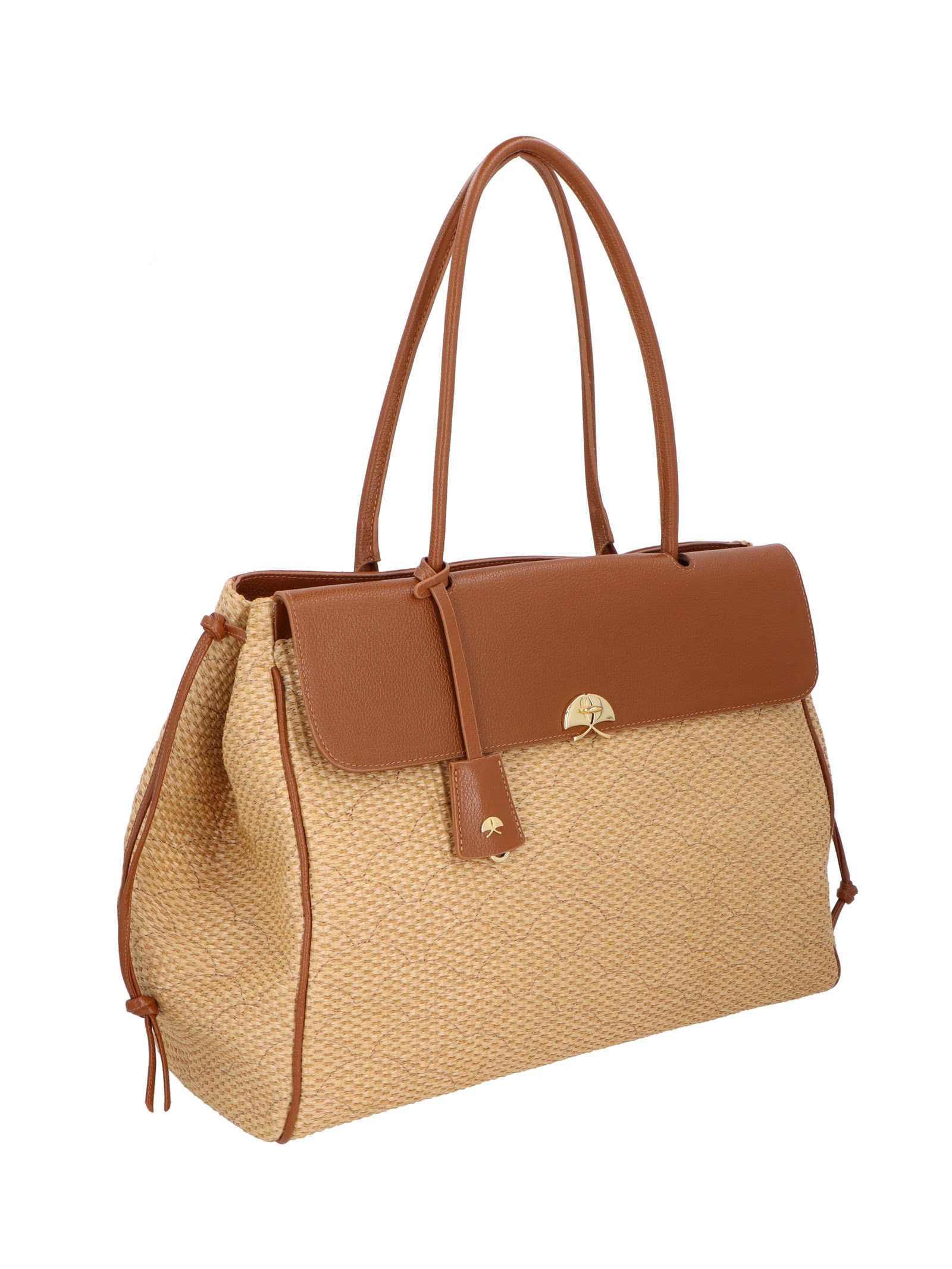 Bolsa De Ombro Feminina Palha Creta Viena Bege Luiza Barcelos