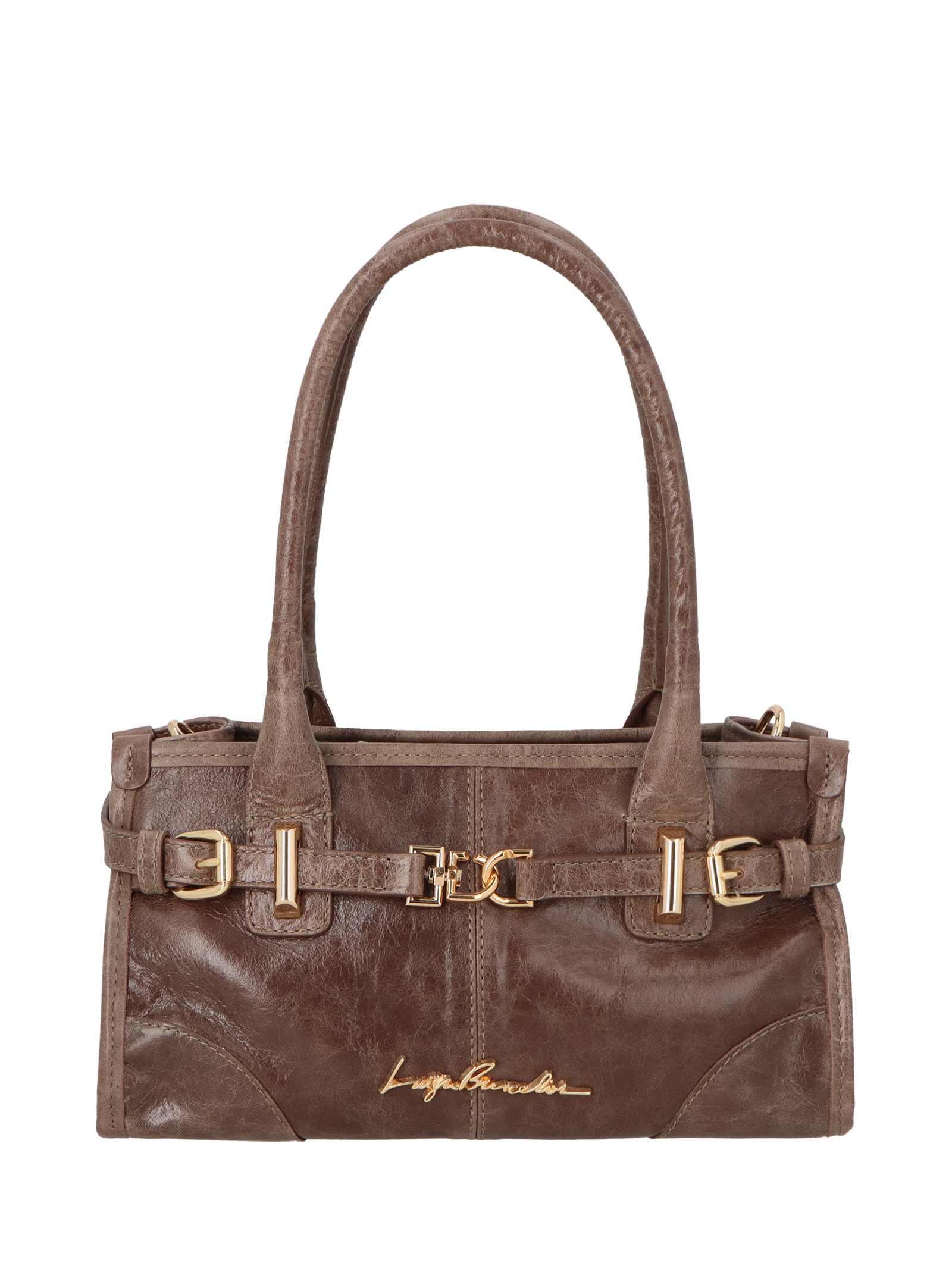 Bolsa Feminina Alças Alongadas Em Couro Marrom Luiza Barcelos