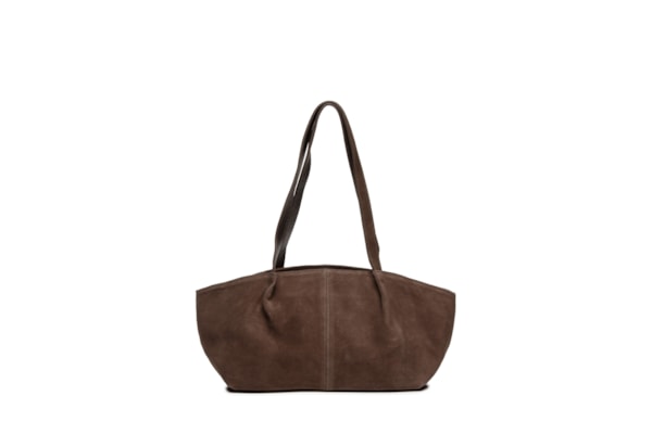 Bolsa Feminina Alongada Em Camurça - Marrom