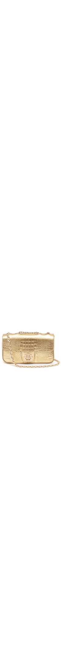 Bolsa Feminina Anne Em Couro Croco - Dourado