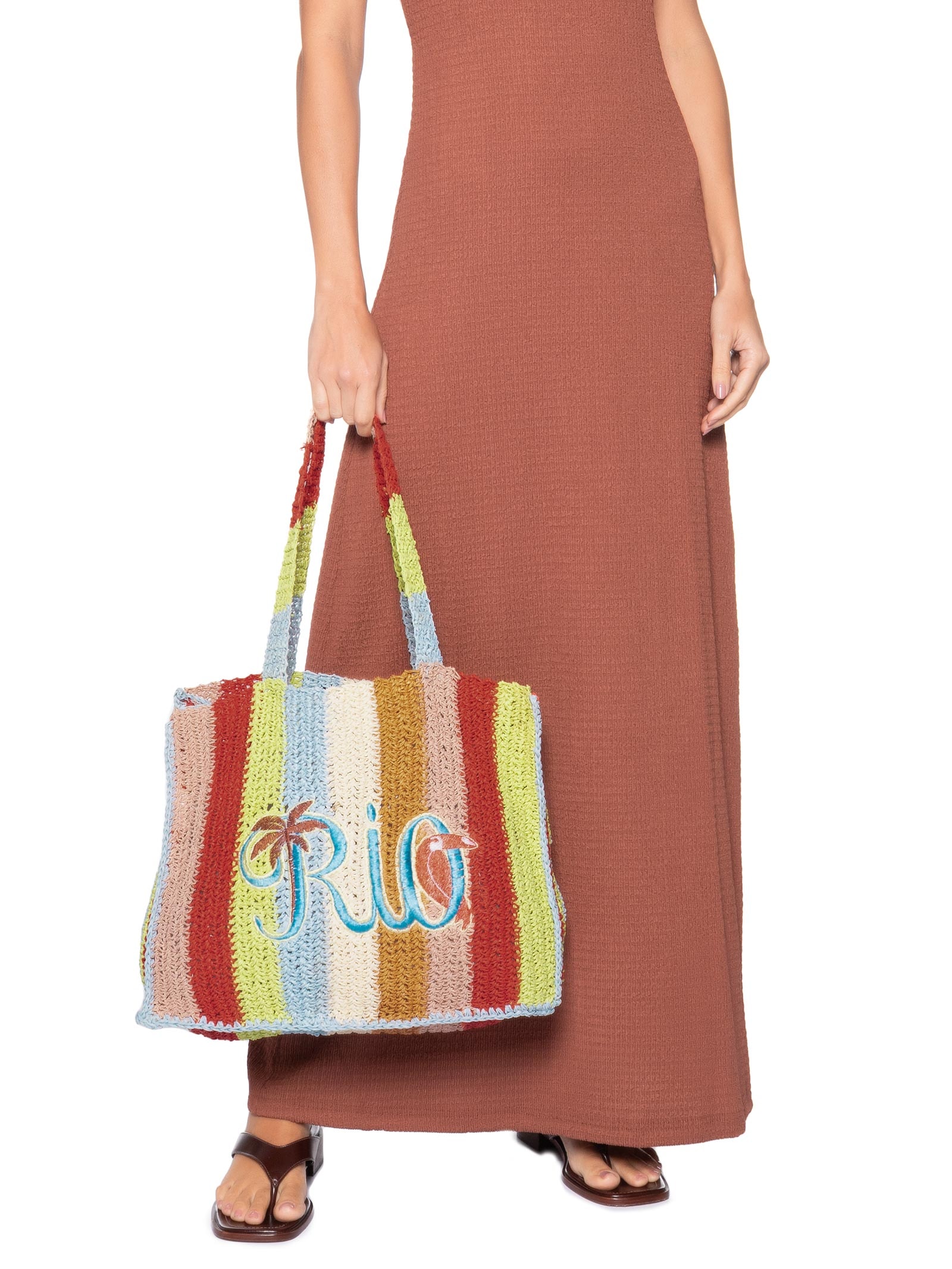 Bolsa Feminina Artesanal Rio Tipográfico Listra M Azul Farm Etc