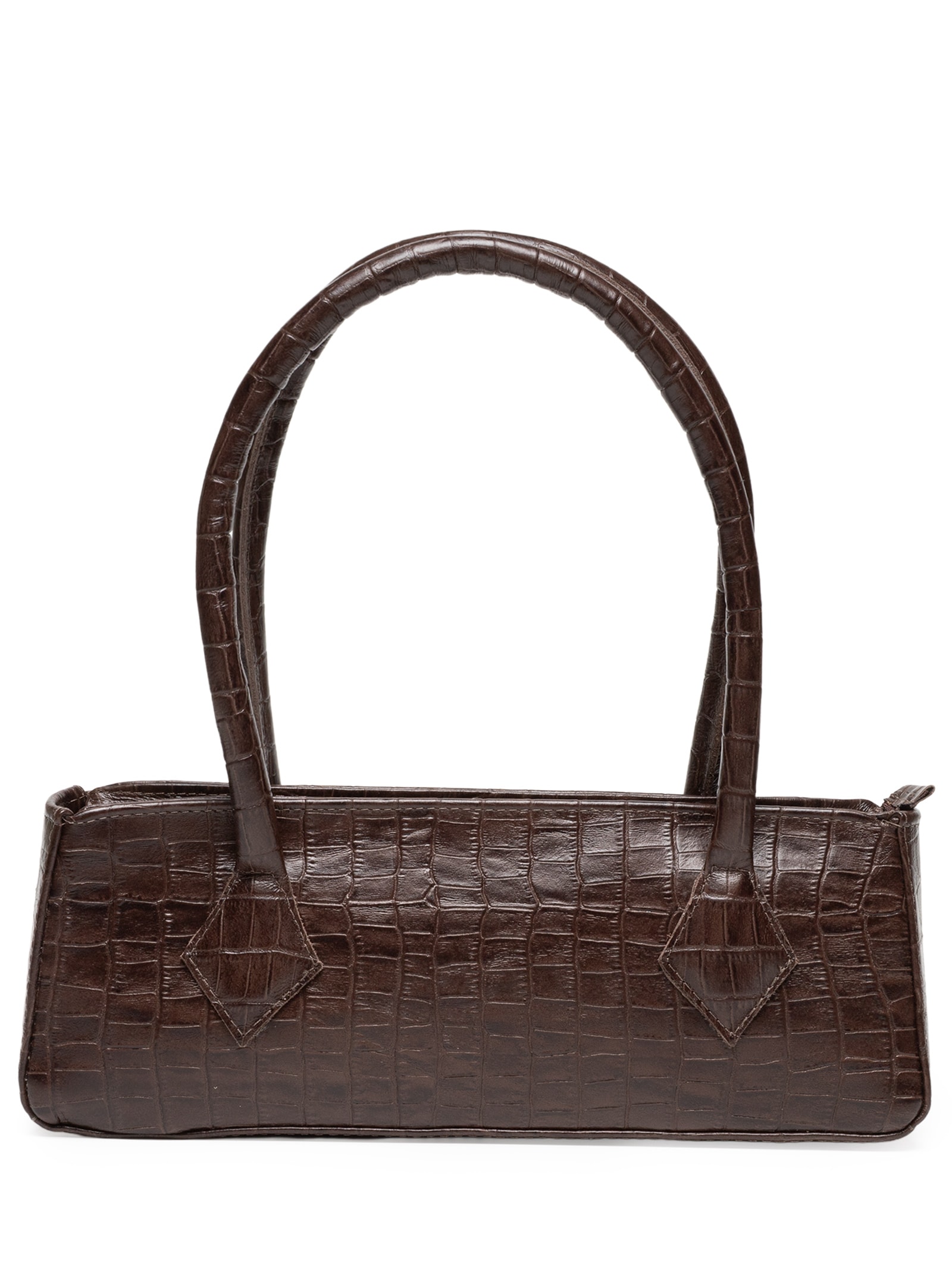 Bolsa Feminina Baguete Em Couro Croco Marrom Market 33