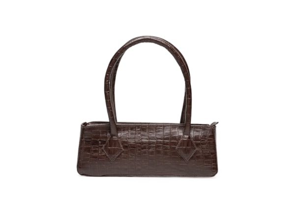 Bolsa Feminina Baguete Em Couro Croco - Marrom
