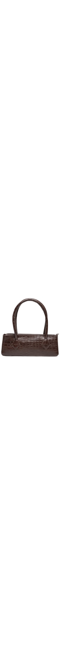 Bolsa Feminina Baguete Em Couro Croco - Marrom
