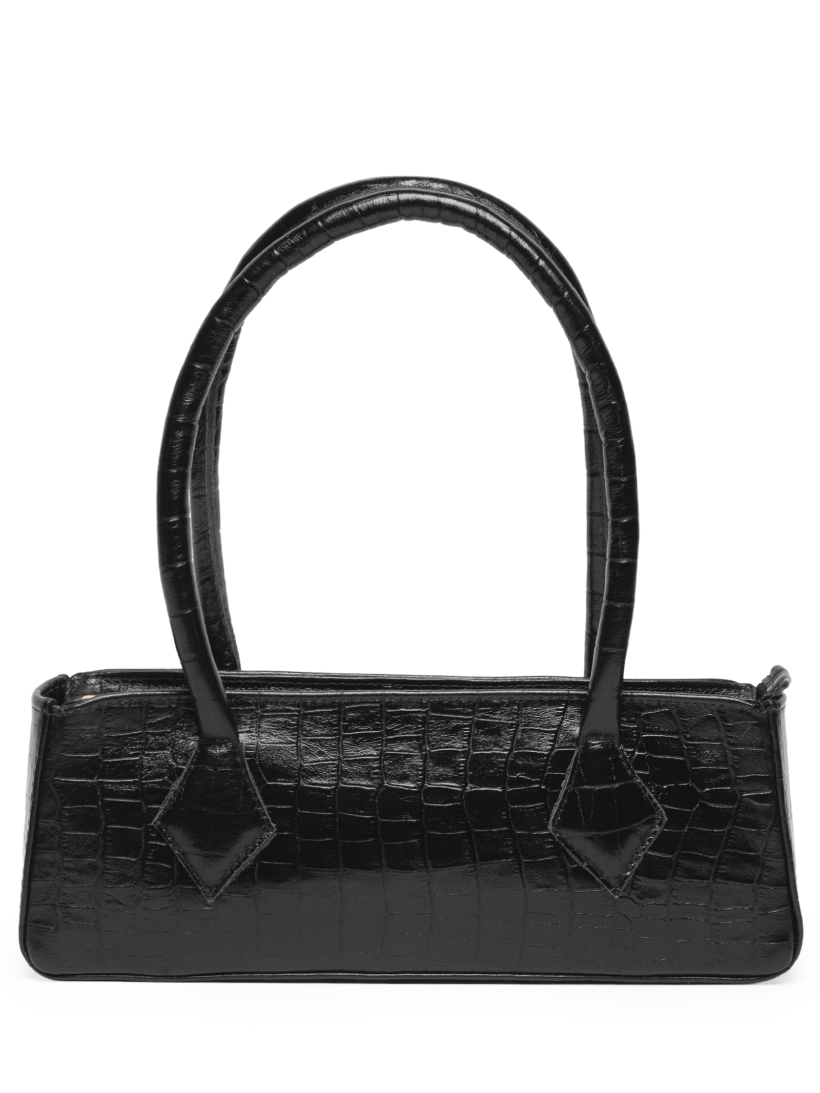 Bolsa Feminina Baguete Em Couro Croco Preto Market 33