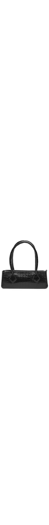 Bolsa Feminina Baguete Em Couro Croco - Preto