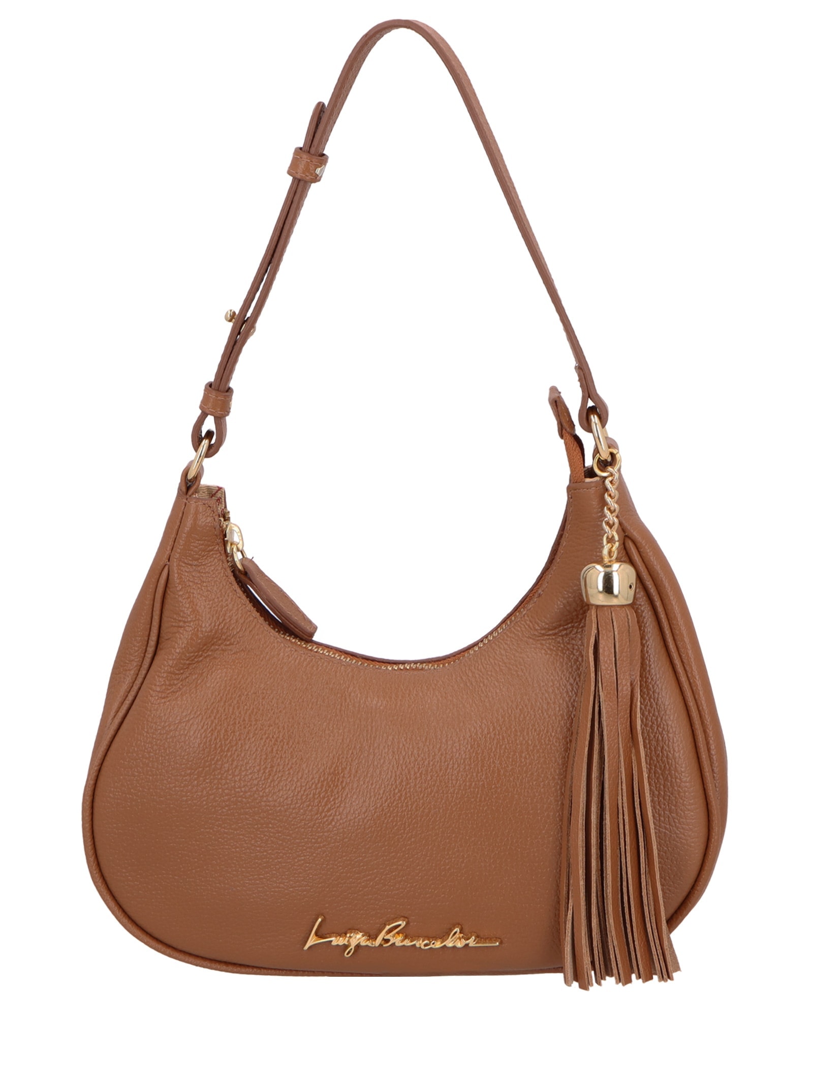 Bolsa Feminina Baguete Meia Lua Em Couro Marrom Luiza Barcelos