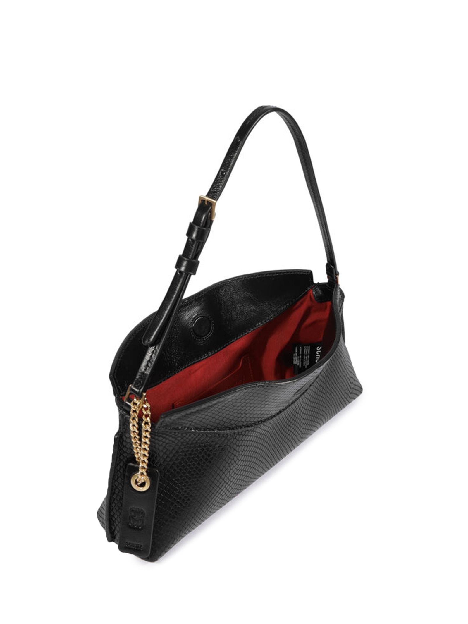 Bolsa Feminina Baguete Víbora Napa Preto Schutz