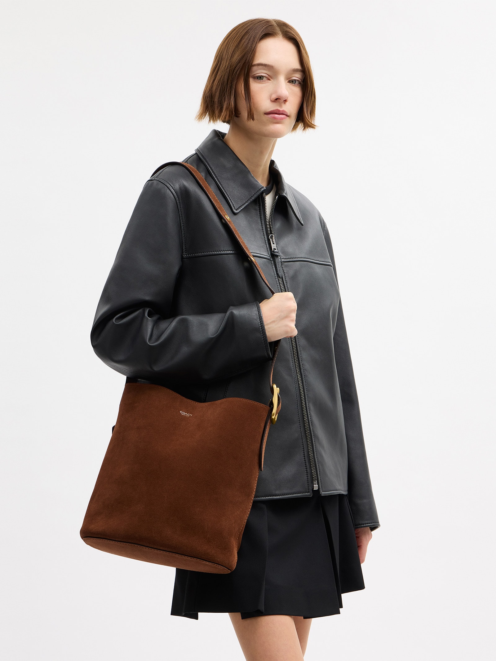 Bolsa Feminina Bleecker Bucket Média Marrom Coach