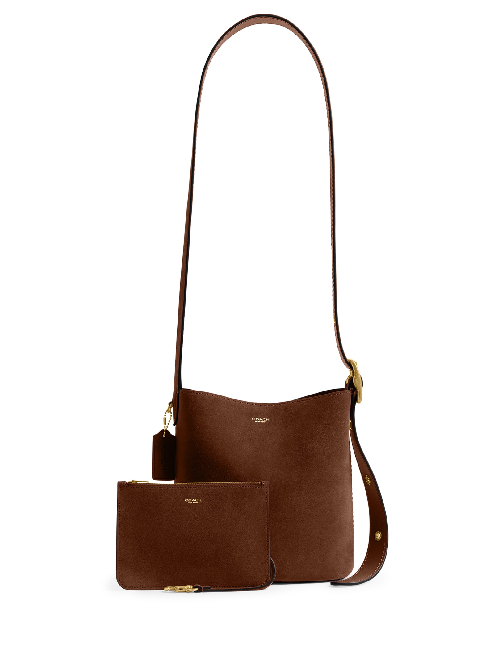 Bolsa Feminina Bleecker Bucket Suede Marrom Coach