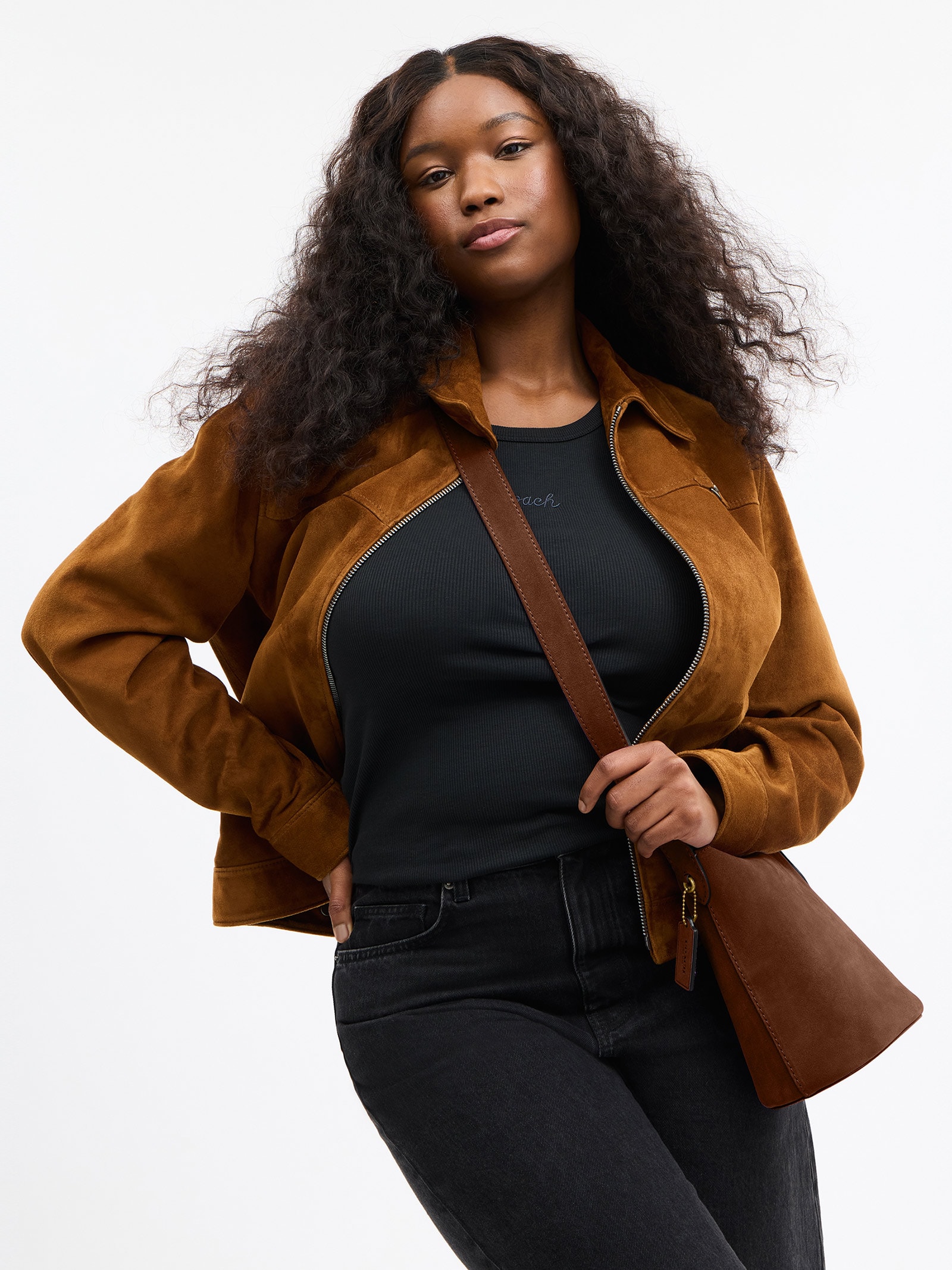 Bolsa Feminina Bleecker Bucket Suede Marrom Coach
