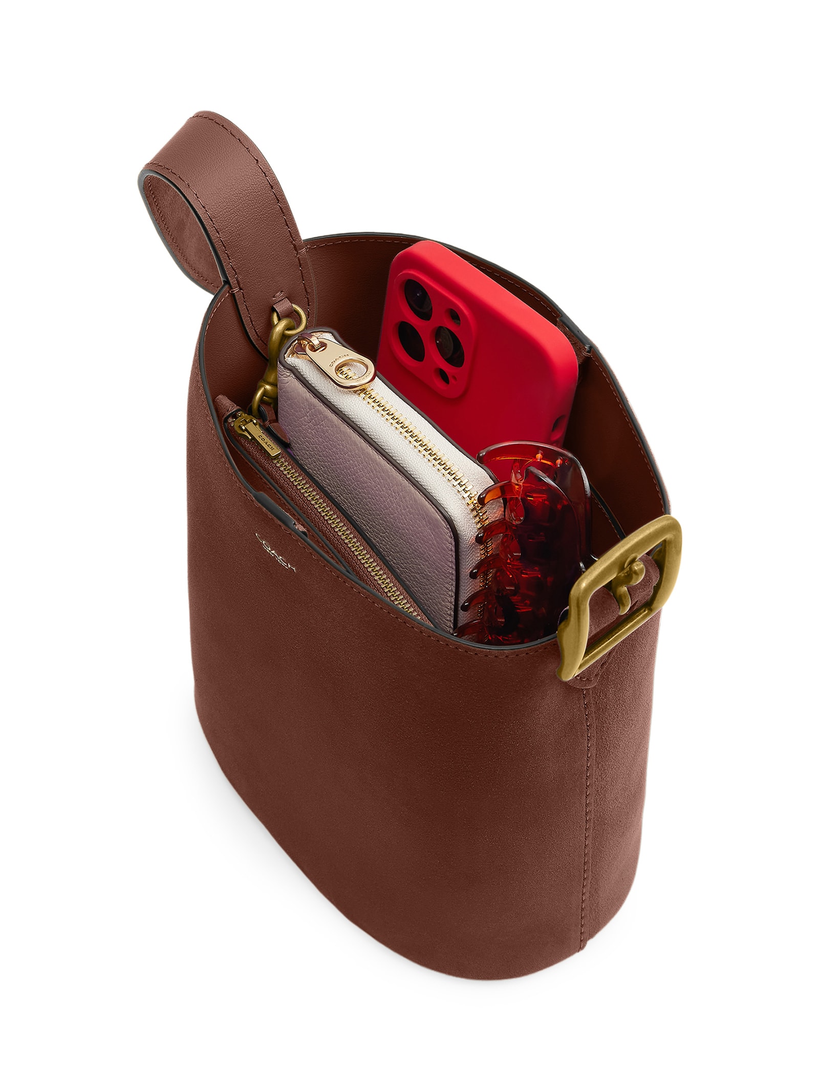 Bolsa Feminina Bleecker Bucket Suede Marrom Coach
