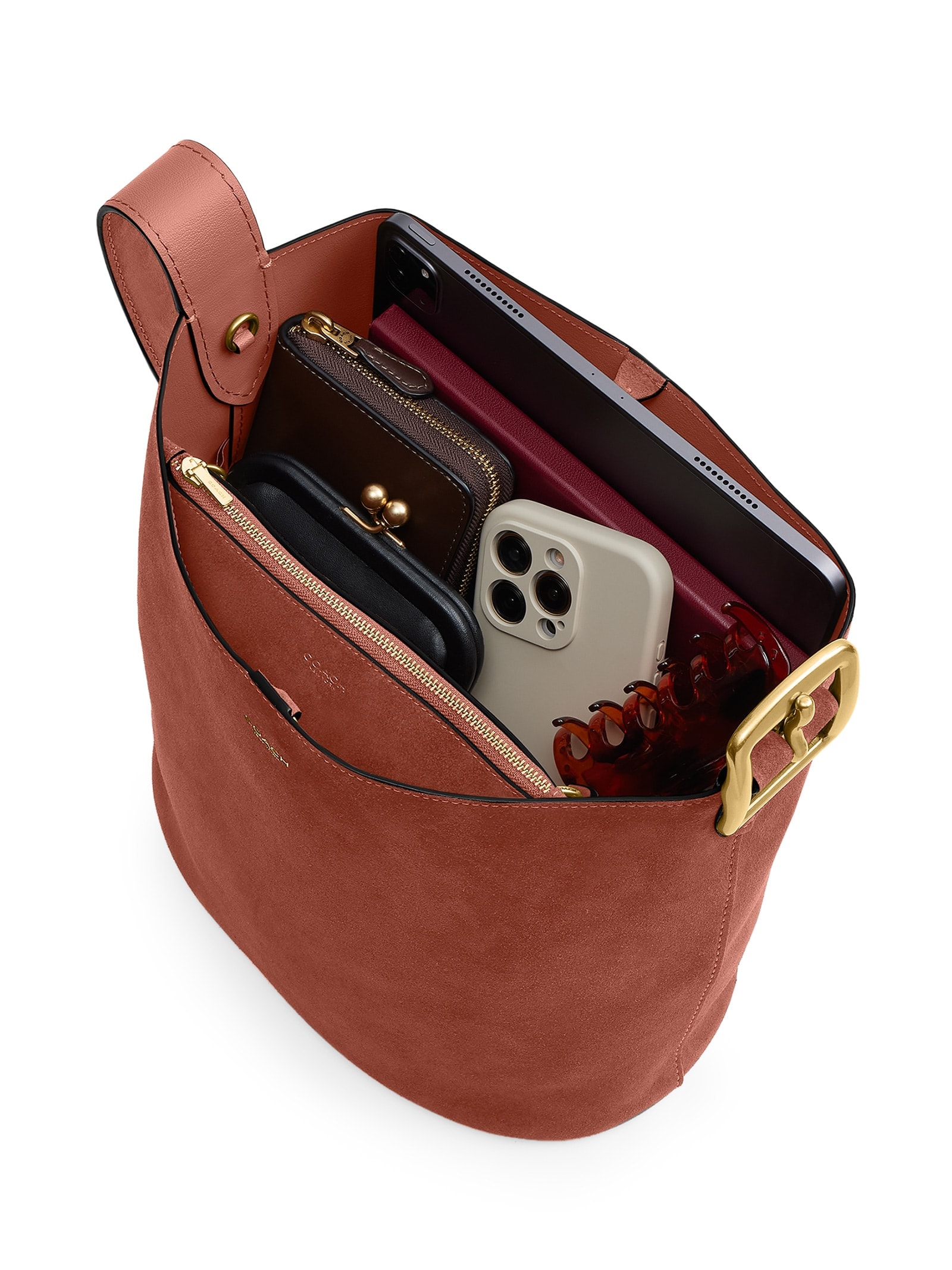 Bolsa Feminina Bleecker Bucket Suede – Marrom Coach