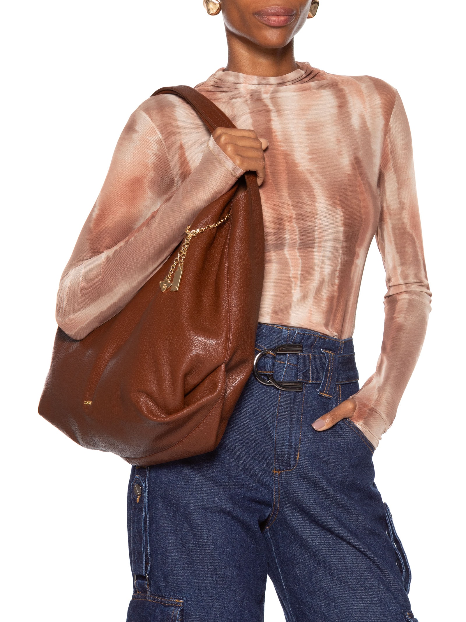 Bolsa Feminina Boho Grande Sardenha Golden Marrom Schutz