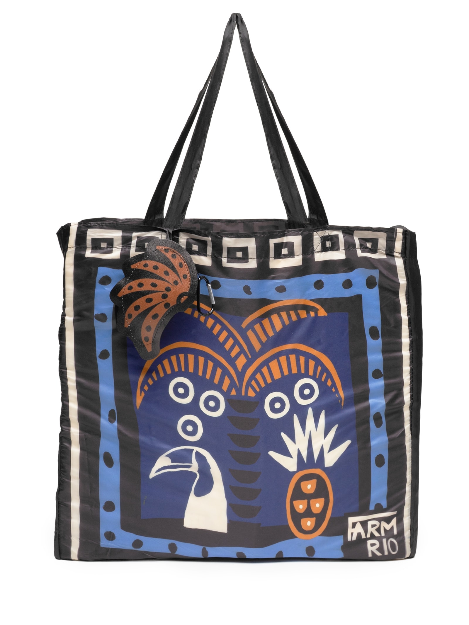 Bolsa Feminina Bolsinha Me Leva Gráfico Tropi Preto Farm Etc