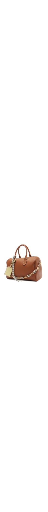 Bolsa Feminina Bowling Couro Média Alça Corrente - Marrom