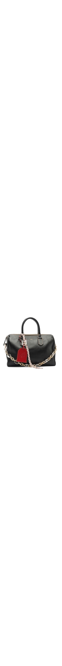 Bolsa Feminina Bowling Couro Média Alça Corrente - Preto