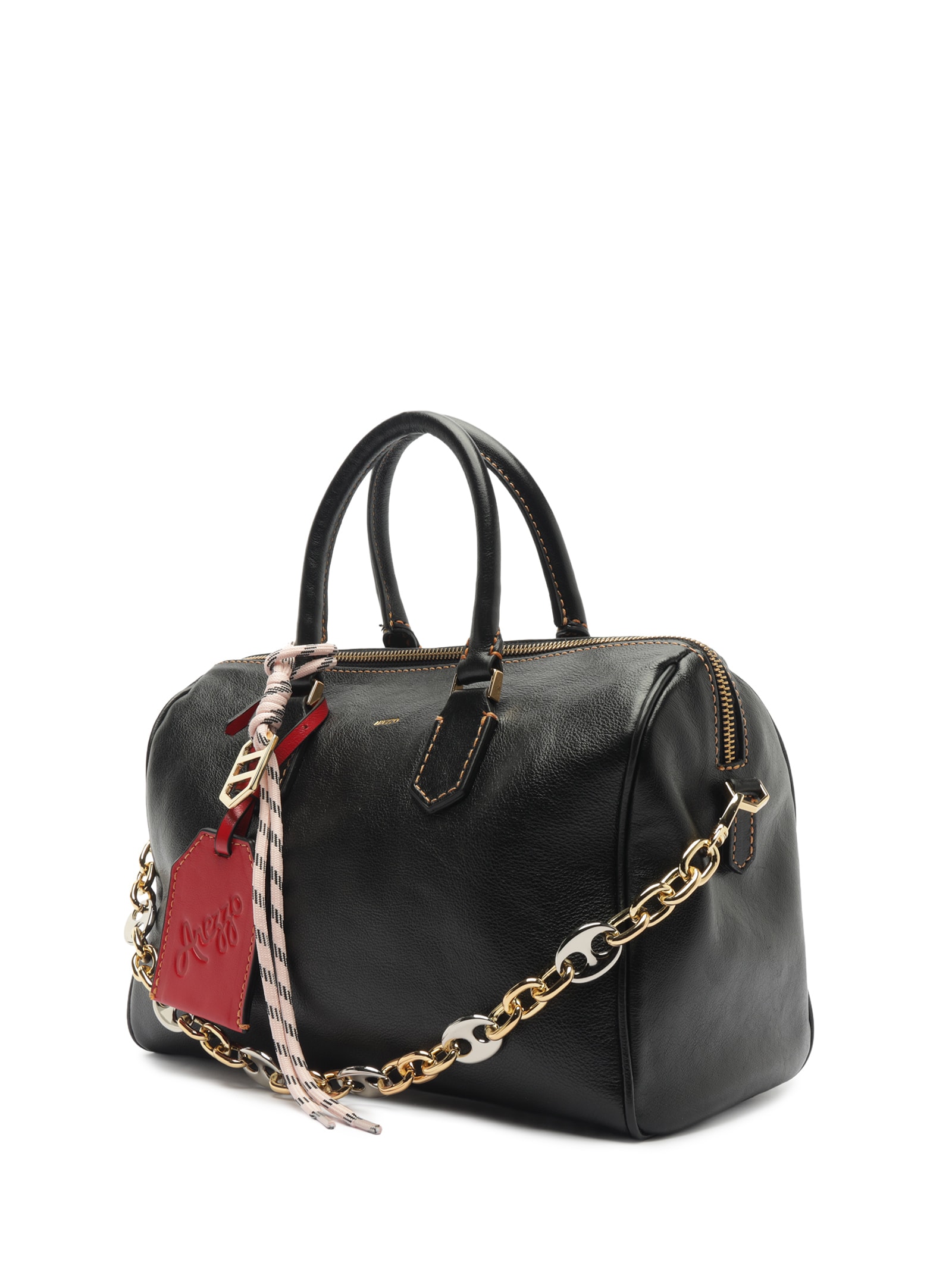 Bolsa Feminina Bowling Couro Média Alça Corrente Preto Arezzo