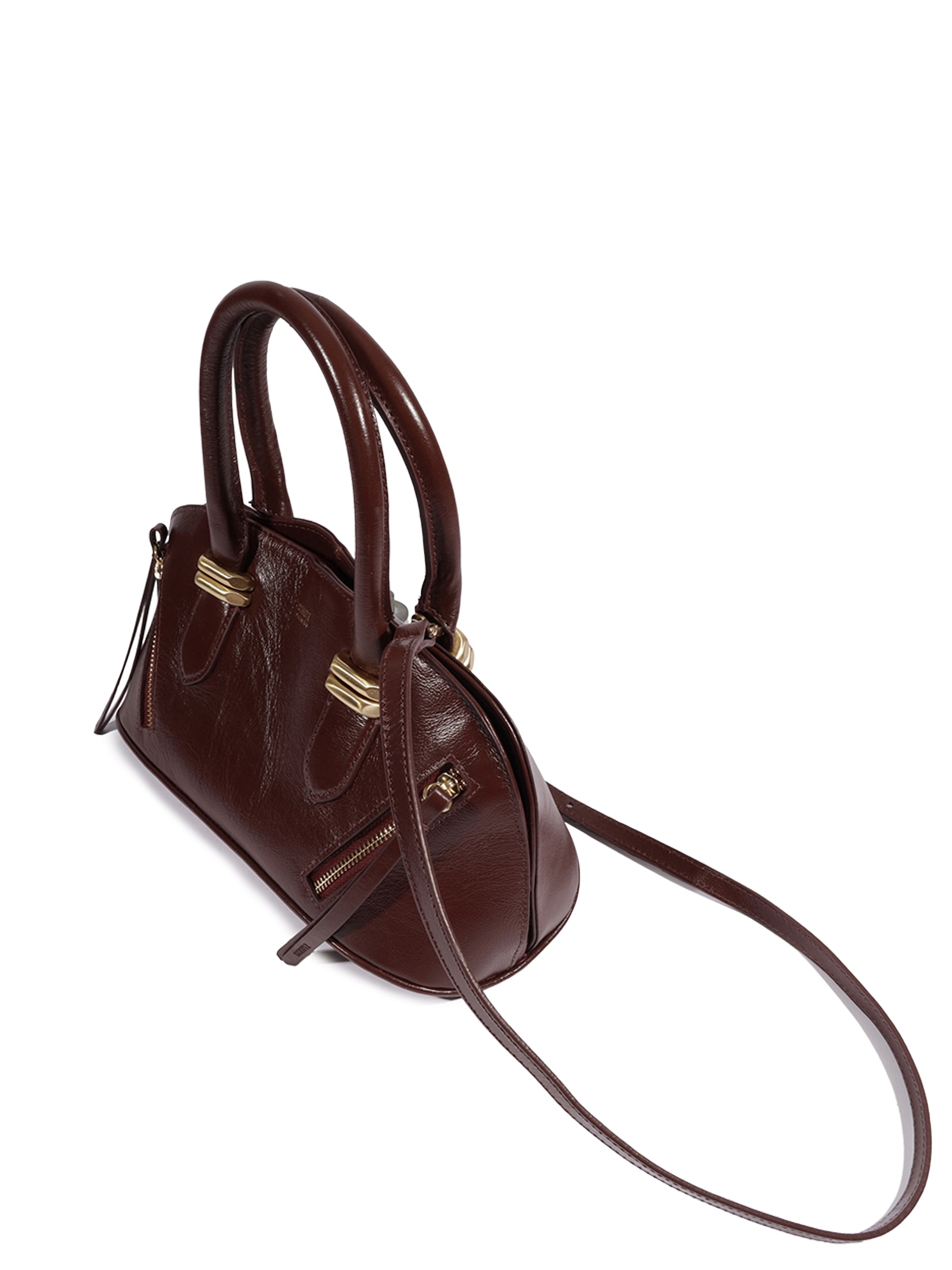 Bolsa Feminina Bowling Moon Média Couro Marrom Schutz