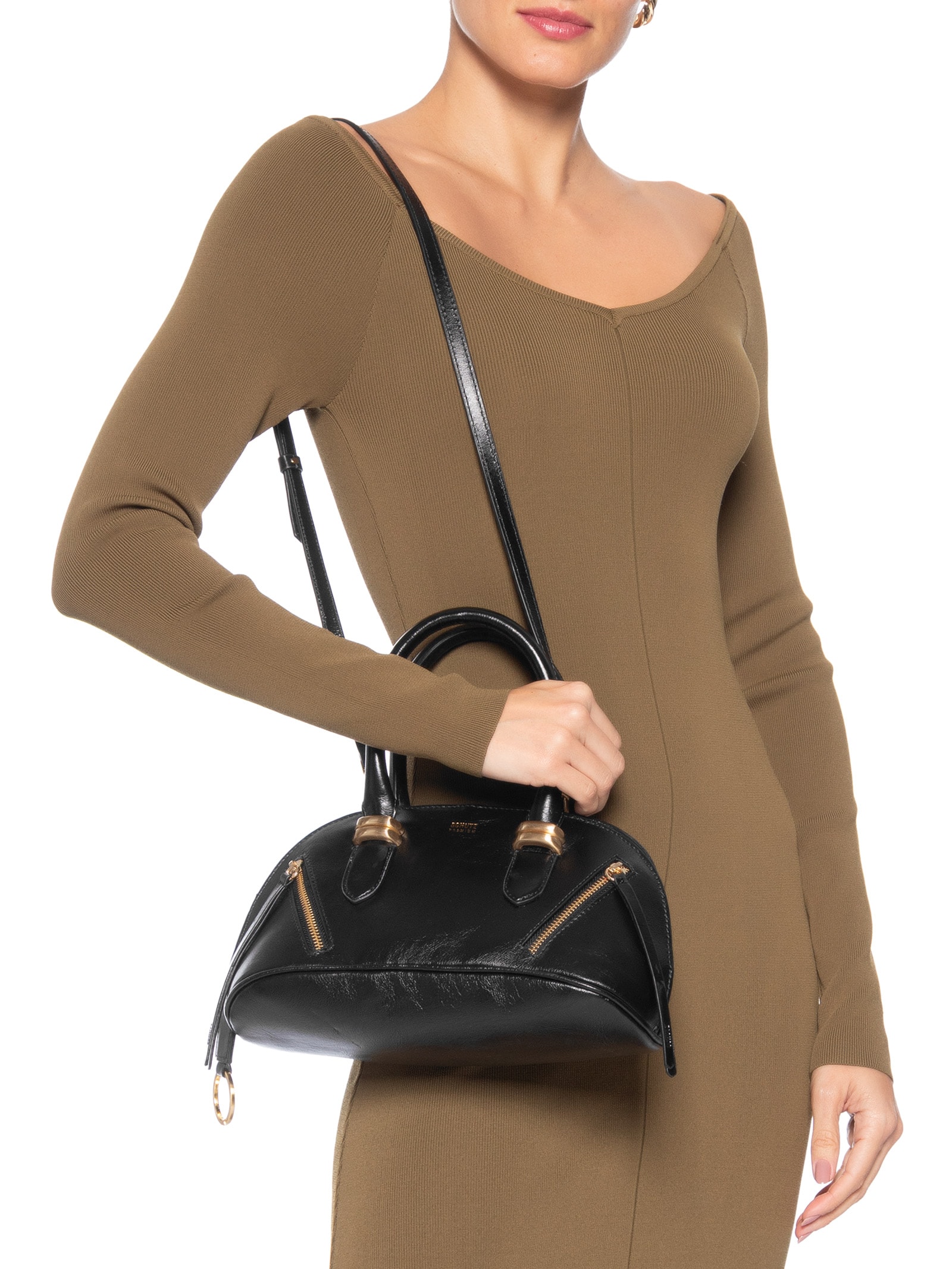 Bolsa Feminina Bowling Moon Média Couro Preto Schutz
