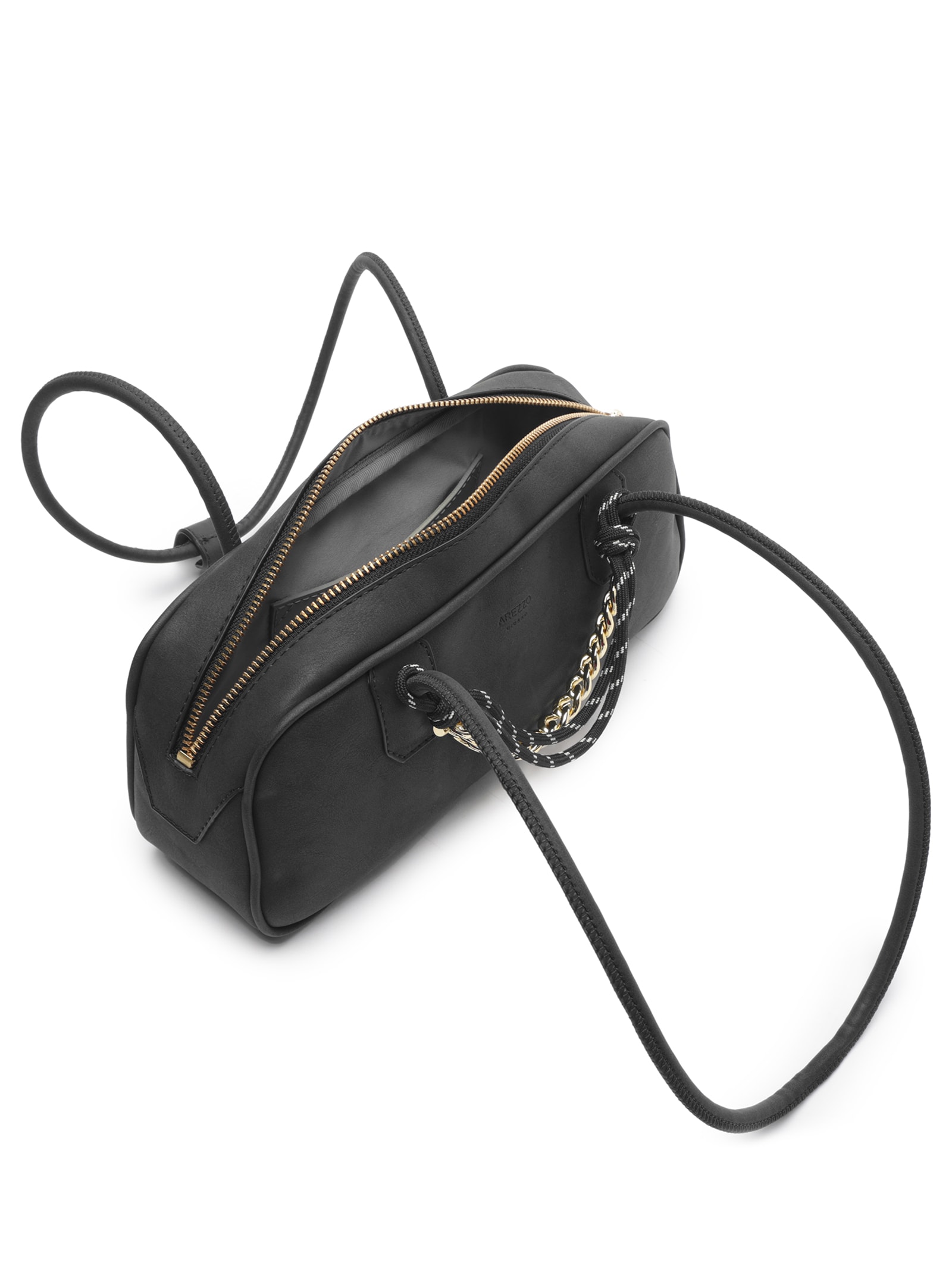 Bolsa Feminina Bowling Nobuck Grande Cordão Preto Arezzo