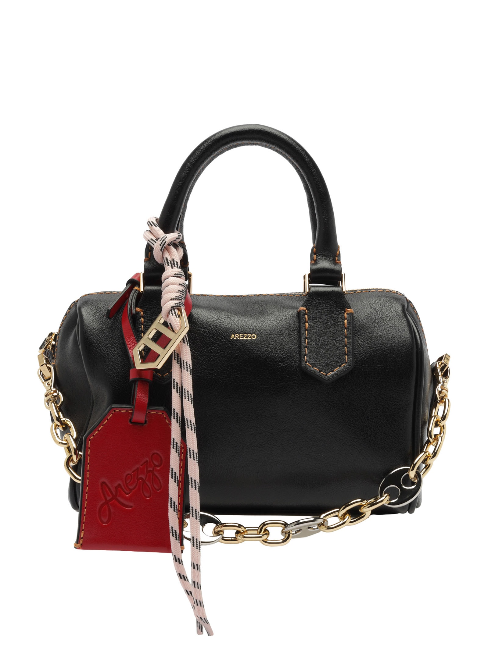 Bolsa Feminina Bowling Tiracolo Couro Pequena Corrente Preto Arezzo