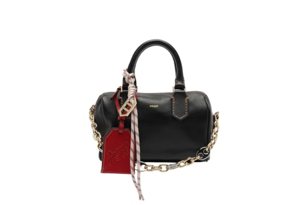 Bolsa Feminina Bowling Tiracolo Couro Pequena Corrente - Preto