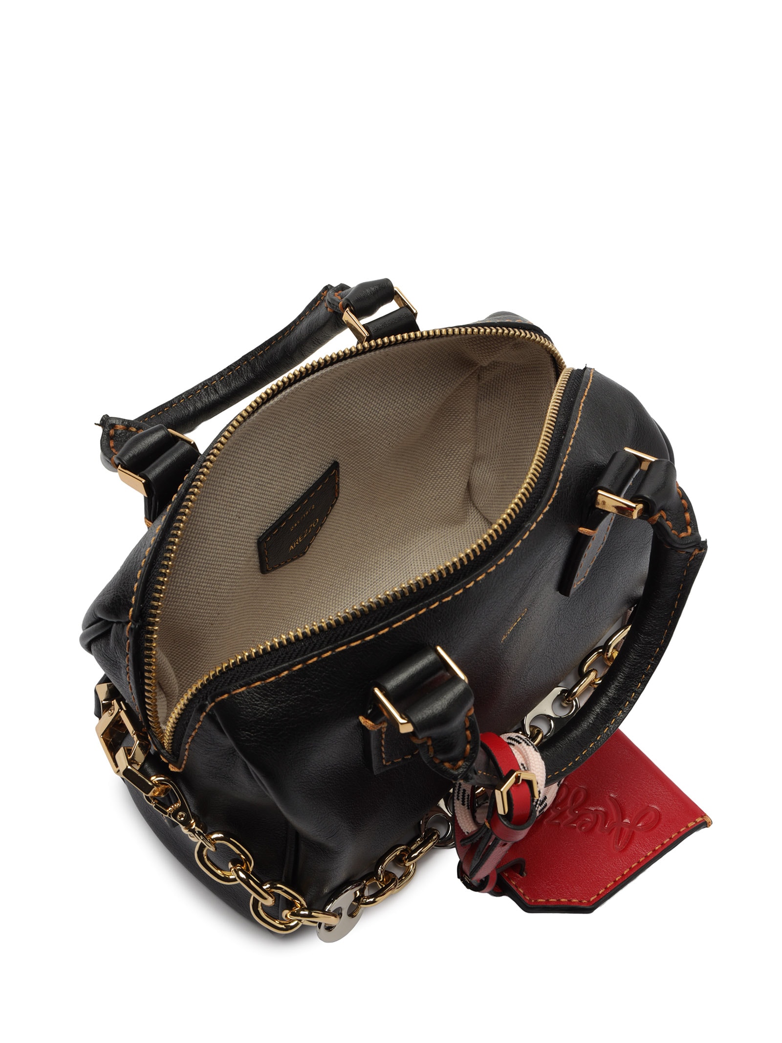 Bolsa Feminina Bowling Tiracolo Couro Pequena Corrente Preto Arezzo