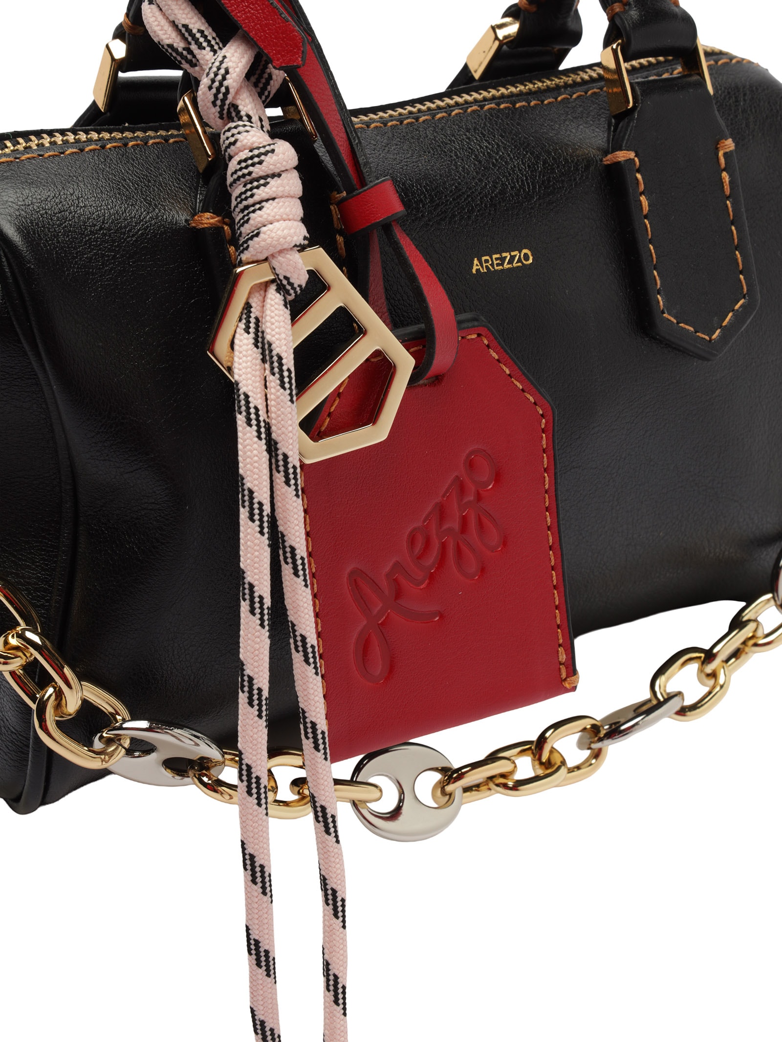 Bolsa Feminina Bowling Tiracolo Couro Pequena Corrente Preto Arezzo