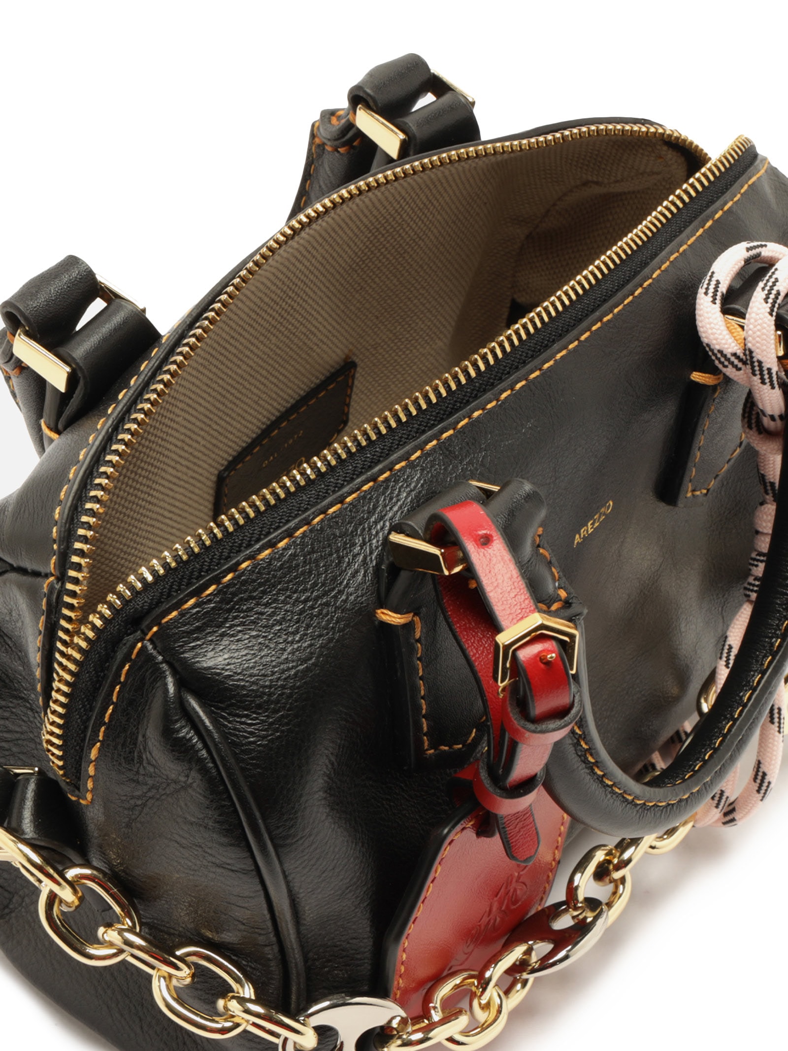 Bolsa Feminina Bowling Tiracolo Couro Pequena Corrente Preto Arezzo