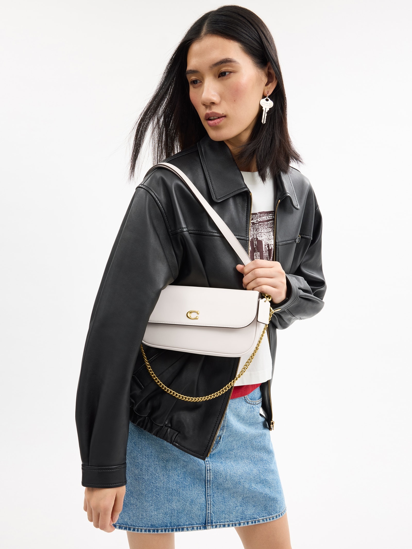 Bolsa Feminina Brook Flap Chain Branco Coach