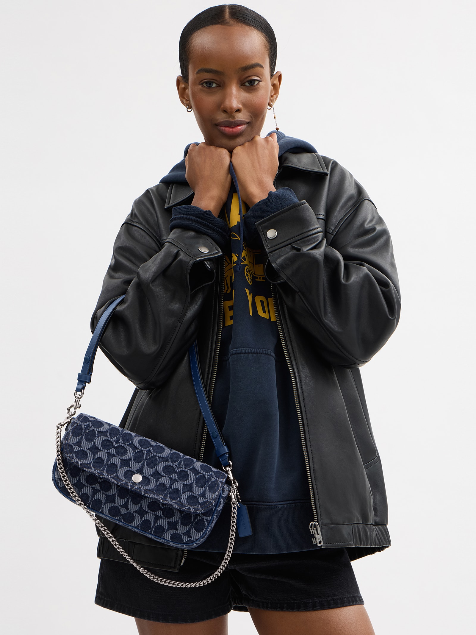 Coach - Bolsa Feminina Brook Flap Chain Signature Denim - Azul