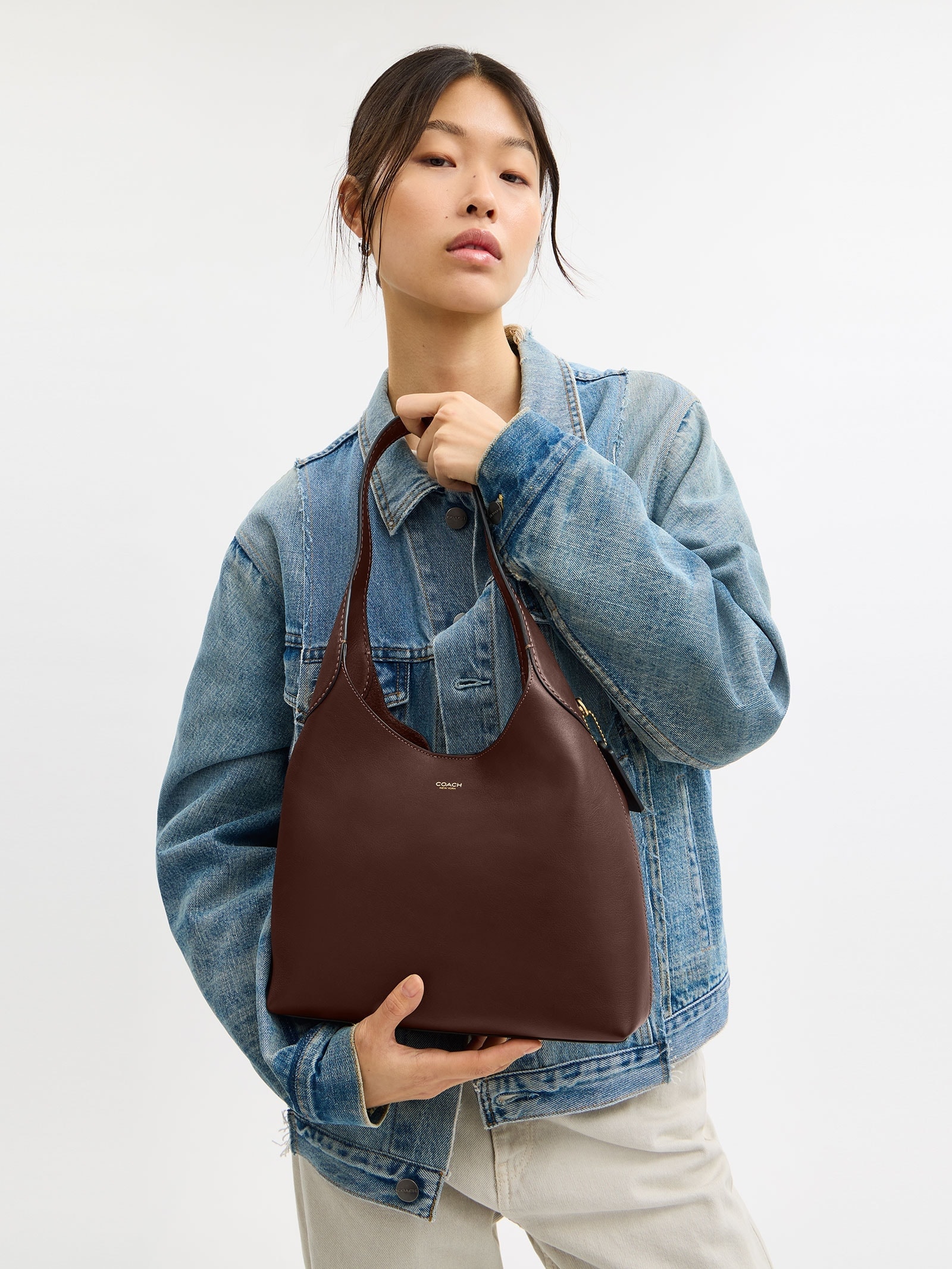 Bolsa Feminina Brooklyn Shoulder 28 Maple Marrom Coach
