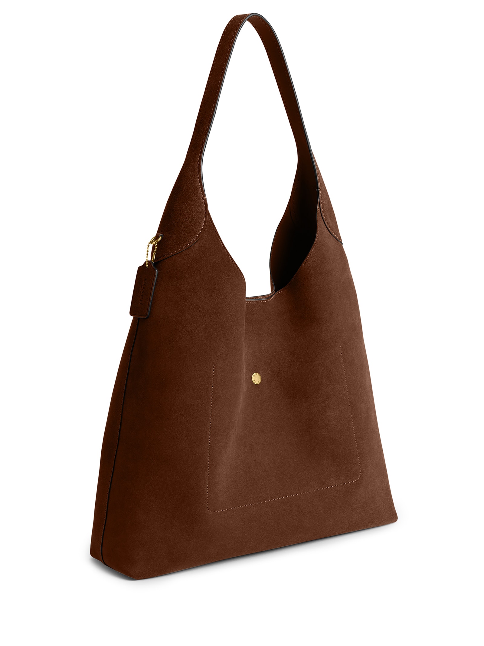 Bolsa Feminina Brooklyn Shoulder 39 Suede Warm Marrom Coach