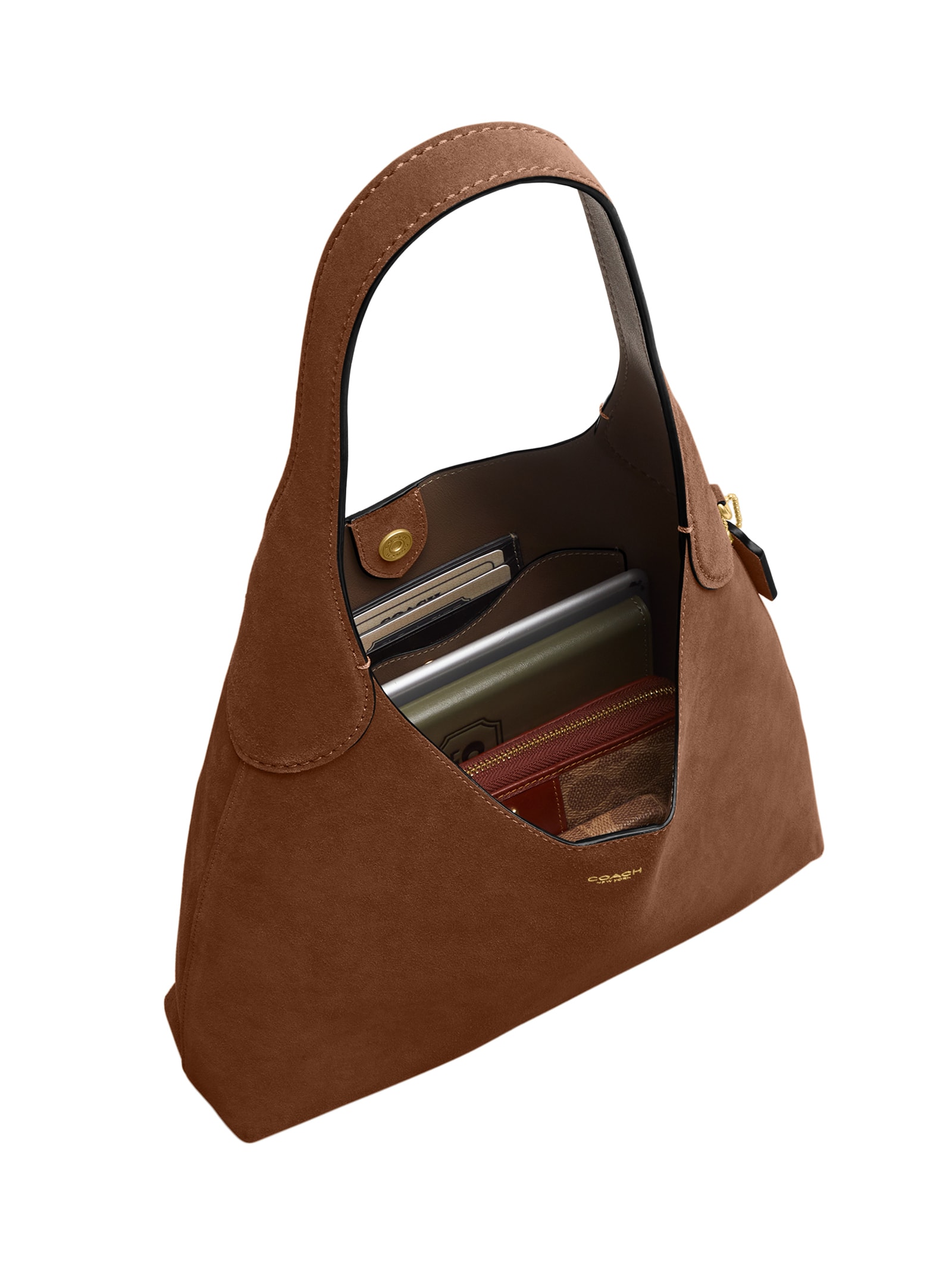 Bolsa Feminina Brooklyn Shoulder Suede 26 Marrom Coach