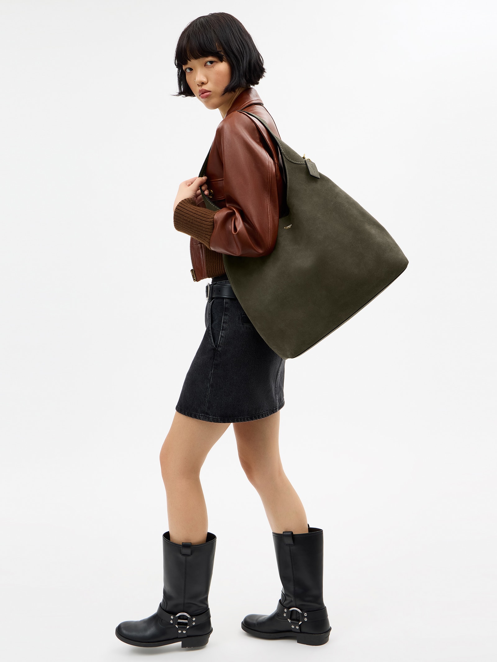 Bolsa Feminina Brooklyn Shoulder Suede Verde Coach