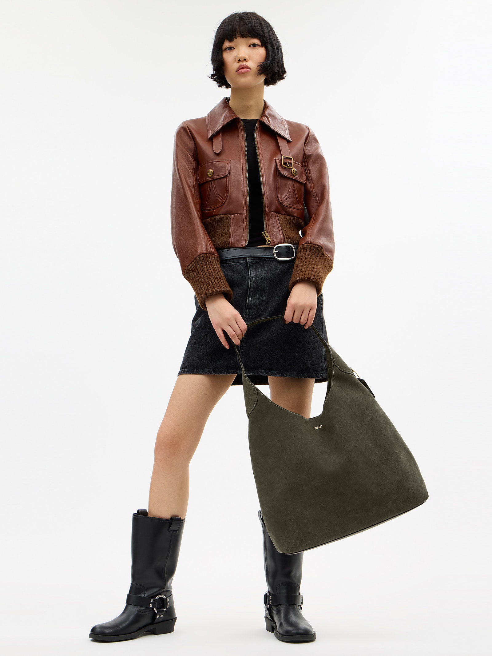 Bolsa Feminina Brooklyn Shoulder Suede Verde Coach