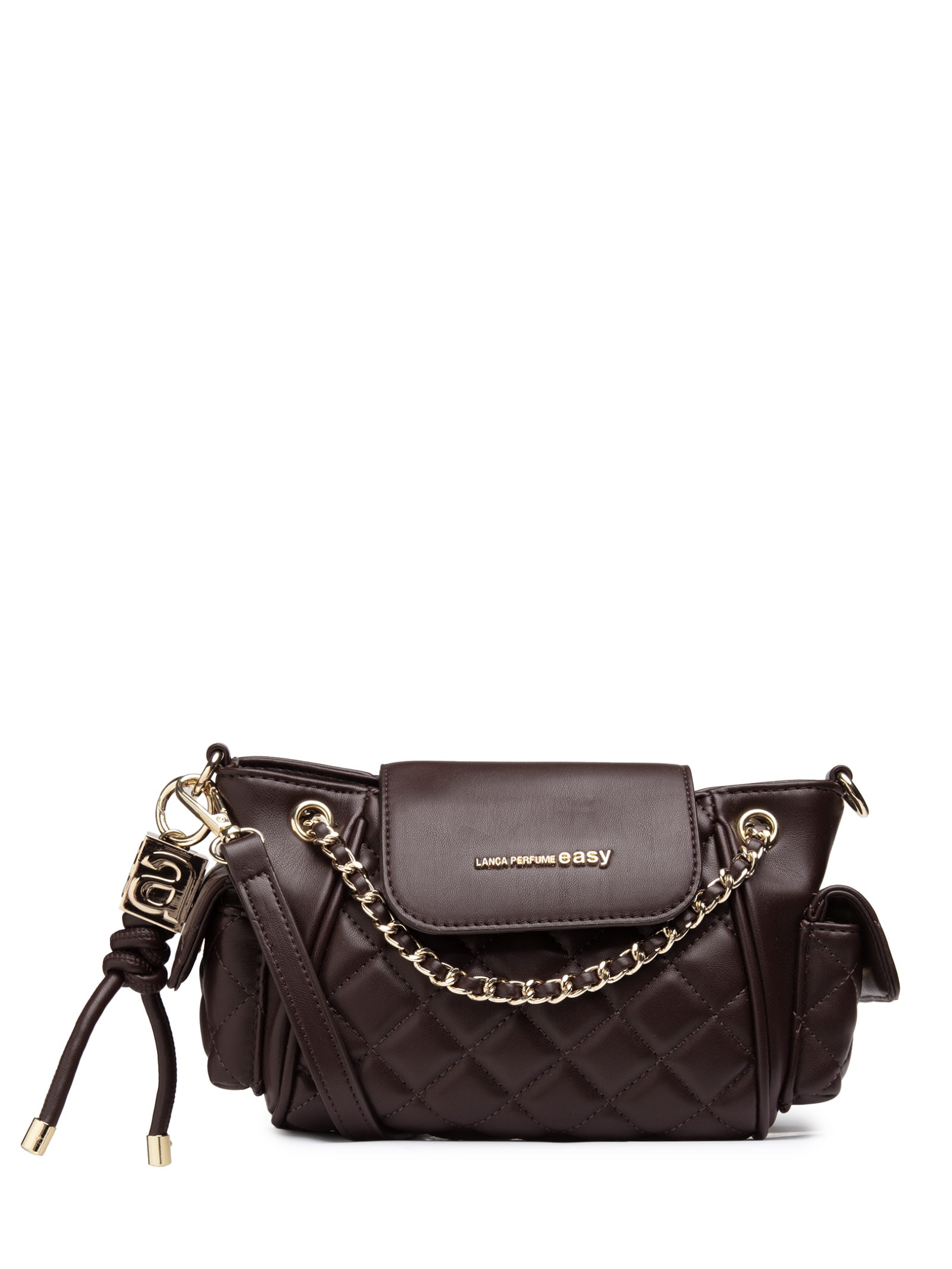 Bolsa Feminina Bucket Alça De Ombro Correntes Marrom Lança Perfume